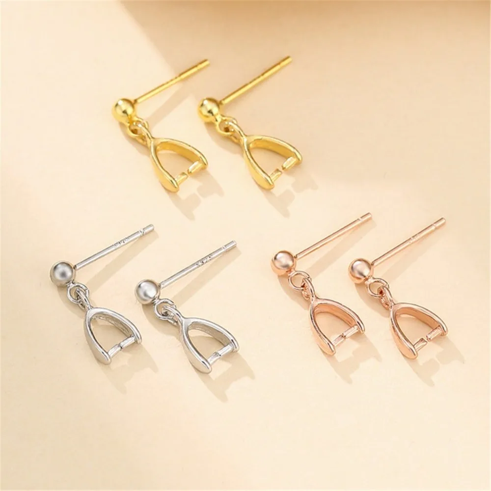 

2 pairs Earring Pinch Settings Gold Plated 925 Silver Stud Earring Blank Earring Pinch Base SE0012