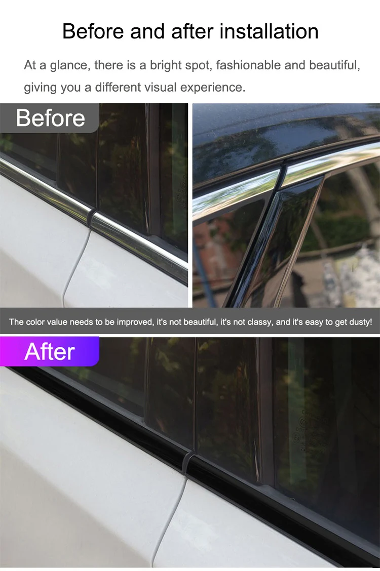 For Tesla Model Y 2017-2024 Car Window Strip Decoration Sticker Model 3 Window Trim PET Color Change Film Protective 10PCS Set - Detail 1