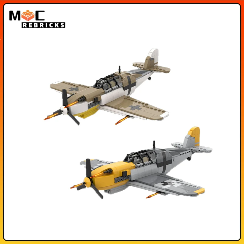 

WWII Aircraft Building Block Messerschmitt Bf 109 F4 F2 Bomber MOC Military Fighter Display Model Bricks Toys for Boys Gifts