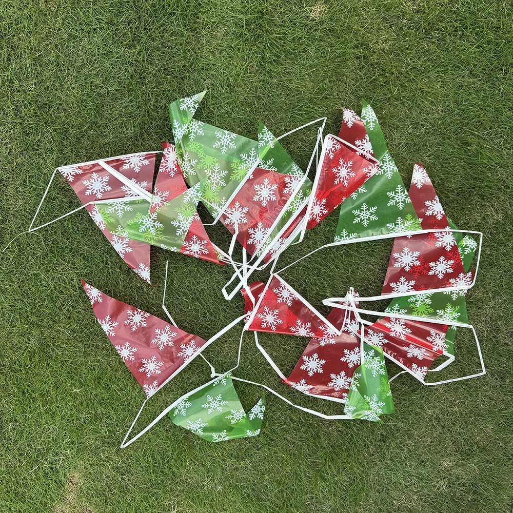 (SKY FLAG) Merry Christmas bunting Banners 20x30cm 10M plastic material Snowflakes Hanging Banner Pendant Christmas Decoration