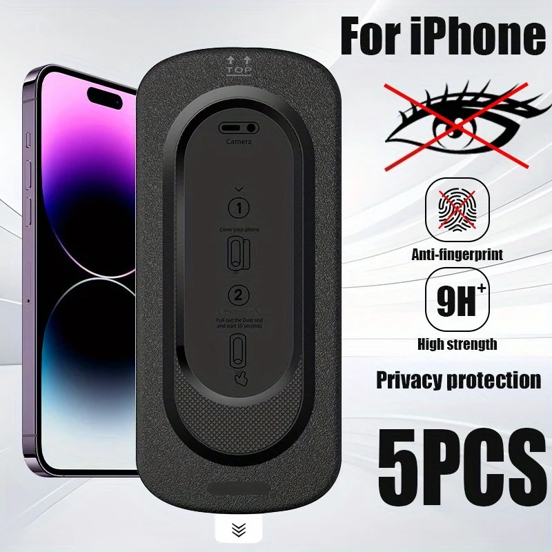 

5Pcs Anti Spy Tempered Glass For iphone16 15 14 13 12 11Pro Max automatic Dust Free Screen Protector For iPhone XR X XSMax Glass