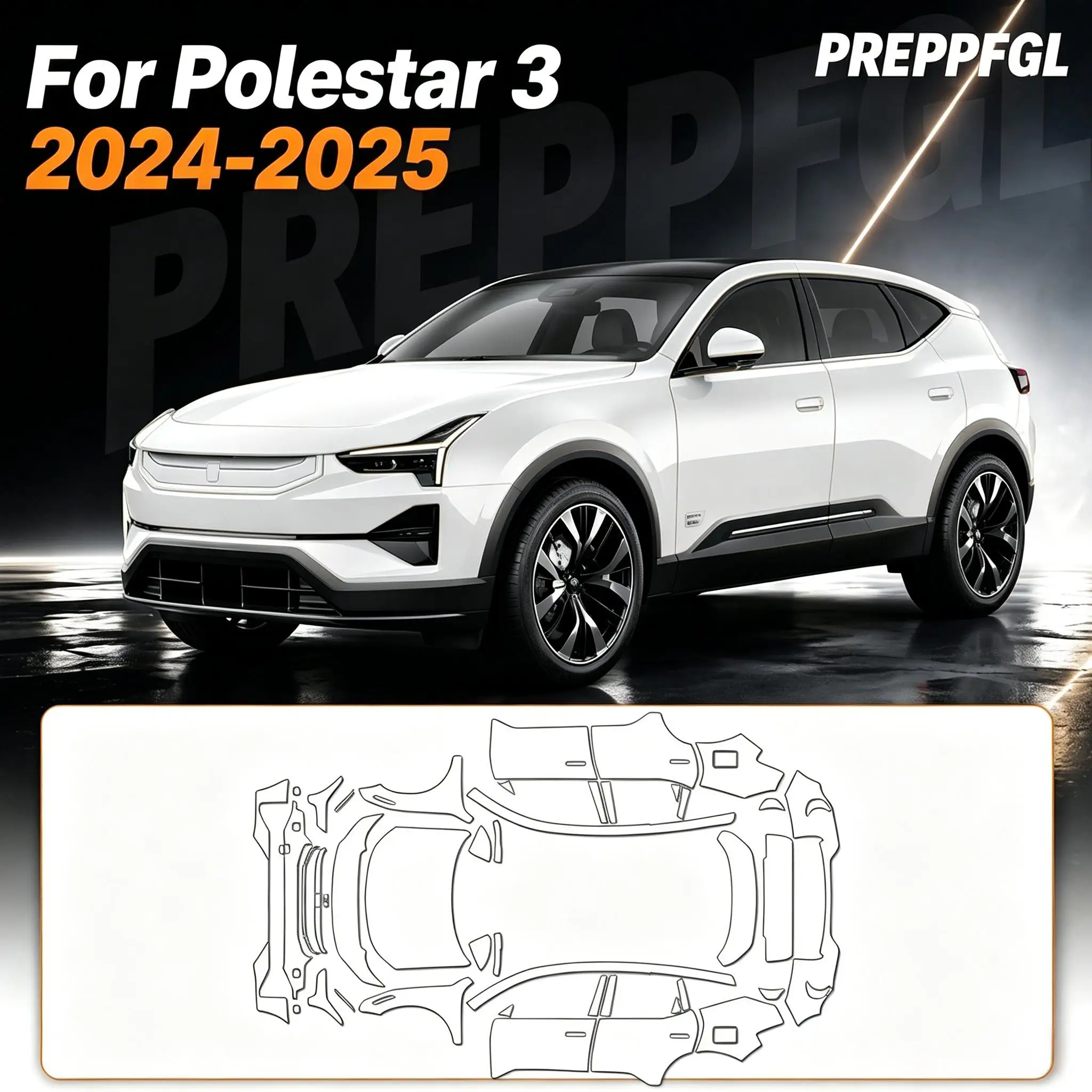 For Polestar 3 2024-2025 9Mil TPU Bumper Pre-cut PPF Paint Protective Film Custom Anti Scratch Self-Healing Transparent ﻿