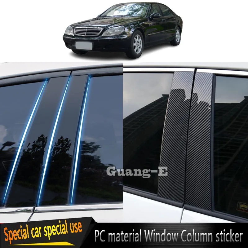 Dla Mercedes Benz S-klasa W220 1998-2005 materiał PC nakładki filar panel drzwiowy naklejki do formowania okien listwa ochronna akcesoria