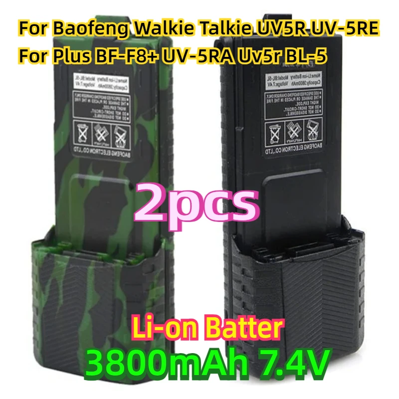 

For Baofeng Walkie Talkie UV5R UV-5RE Plus BF-F8+ UV-5RA Uv5r BL-5 3800mAh UV-5R 7.4V Li-on Battery UV 5R