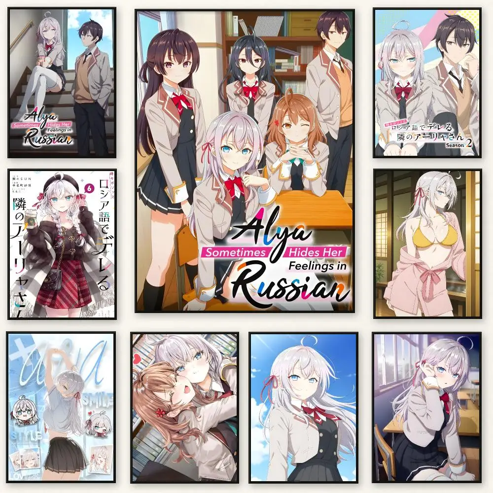 Romance Anime A-Alya Sometimes Hides Her Feelings In Russian Poster Frameless Peel-and-Stick Removable Wall Art Print