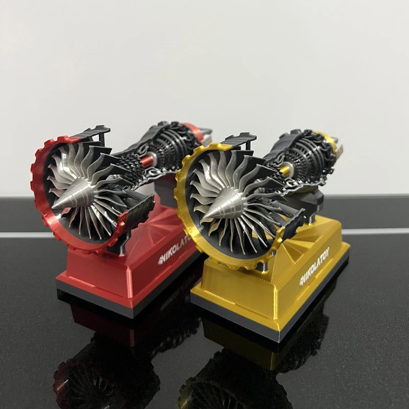 TRENT900 마이크로 터보팬 엔진 모델 블루 라이트가 있는 무음 모터 절묘한 장난감 빨간색/노란색