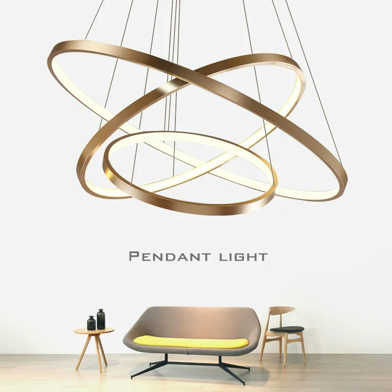 

Modern pendant lights for living room dining room 4/3/2/1 Circle Rings acrylic aluminum body LED Lighting ceiling Lamp fixtures