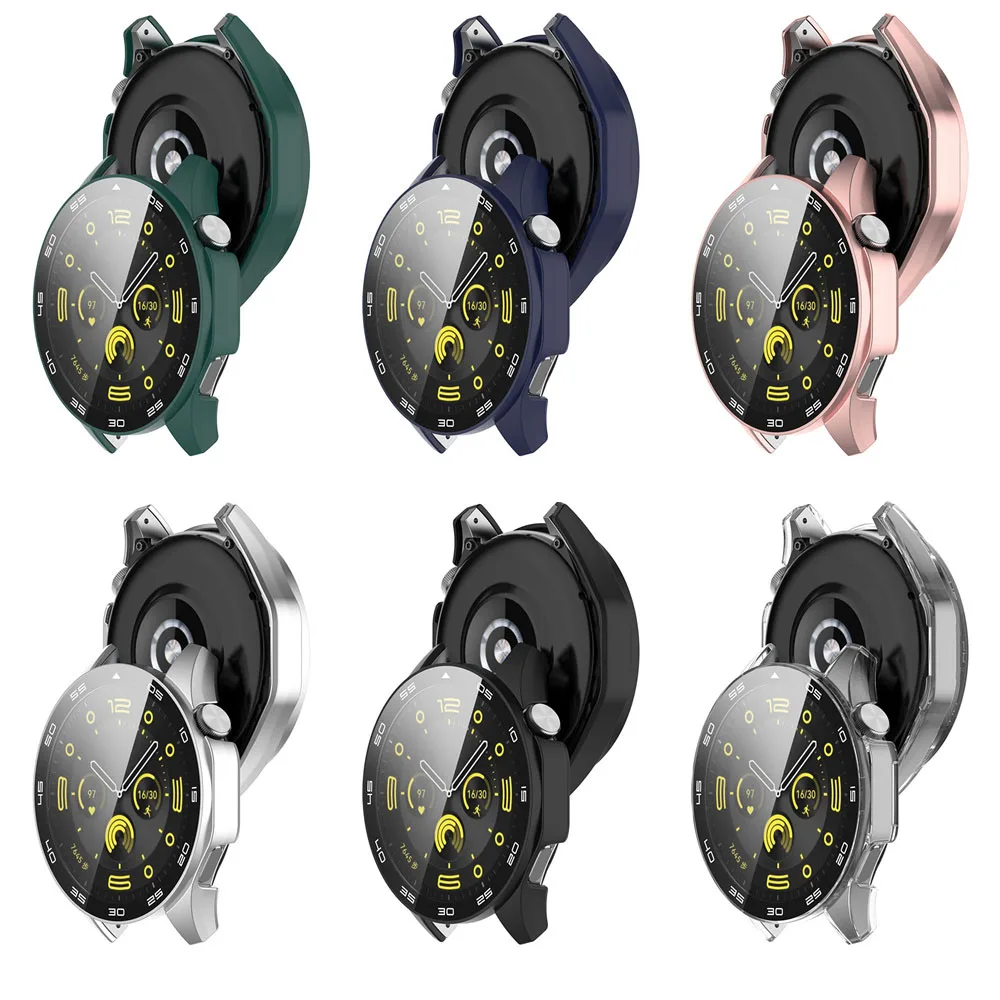 Защитный чехол BEHUA 2-в-1 для Huawei Watch GT 4 46 мм, защитный чехол GT4 с экраном, защитная пленка из закаленного стекла для часов