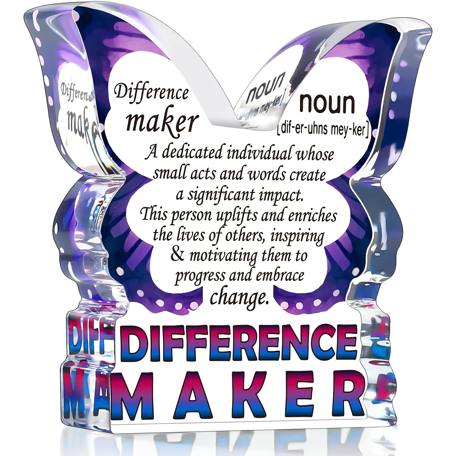 Difference Maker Butterfly Acrylic Keepsake Plaque, Motivational Definition Art Table Decor, Thoughtful Christmas & Thanksgiving