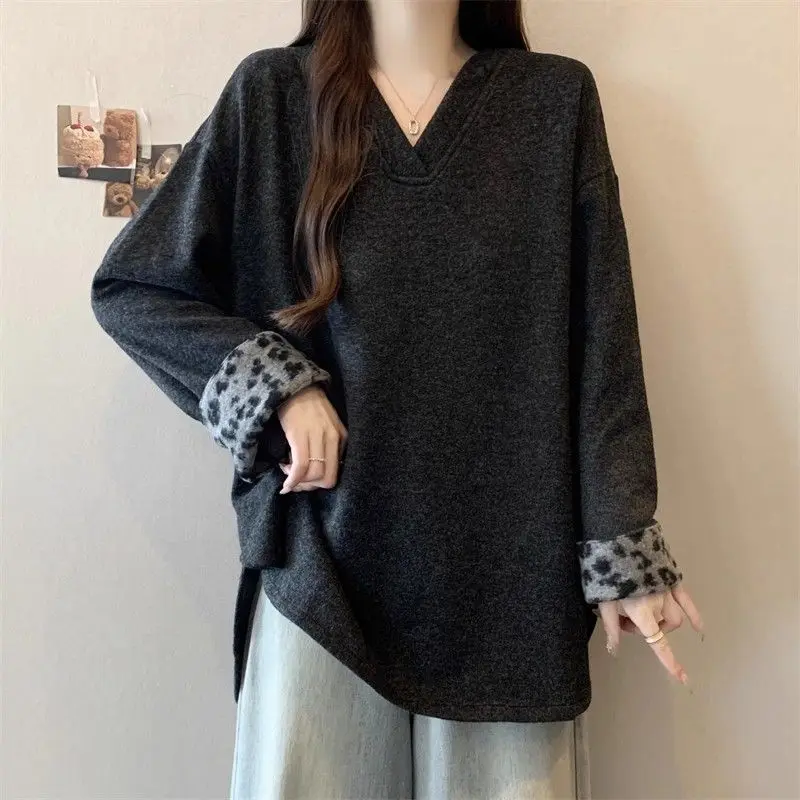 سويت شيرت Design Sense Lazy Style بأكمام طويلة للنساء، بلوزة تنحيف فضفاضة مناسبة للخريف والشتاء #1