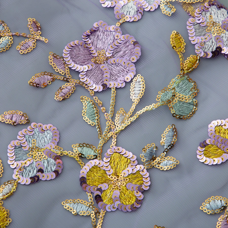 موضة الفرنسية شبكة التطريز الخرز أقمشة الدانتيل مع الترتر الأفريقي النيجيري تول النسيج لفستان حفل الزفاف ، 5 ياردة 4606