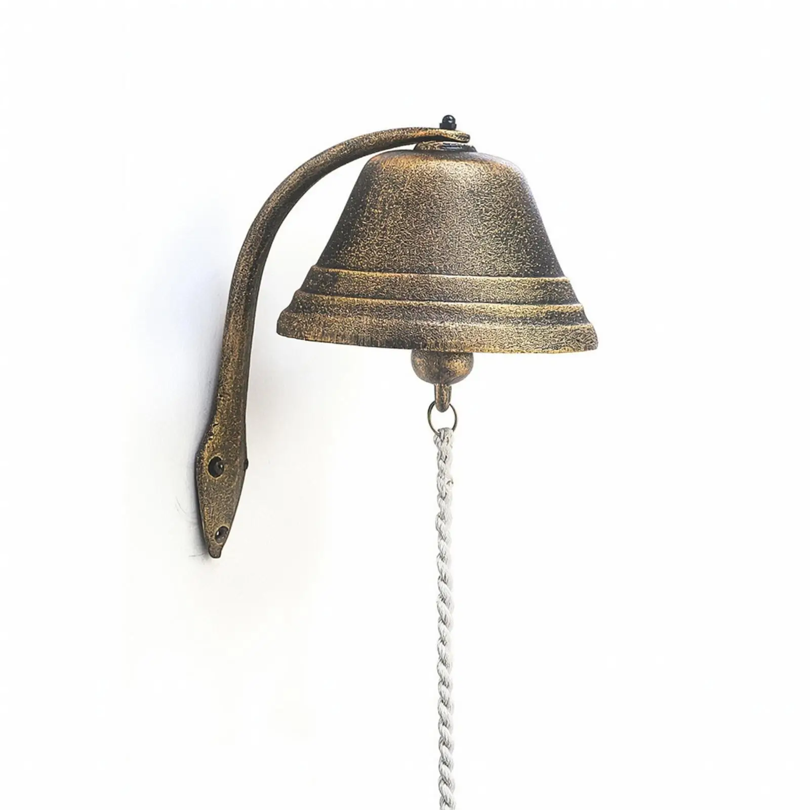 Wall-Mounted Bell with Pull Cord Antique Bronze for Entryway, Porch, Shop Owners