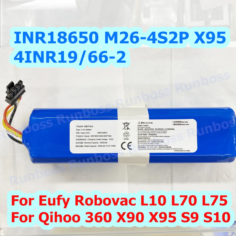 

5200mAh INR18650 M26-4S2P Battery For Anker Eufy Robovac L10 L70 L75 Vacuum Cleaner,for Qihoo 360 X90 X95 S9 S10 Sweeping Robot