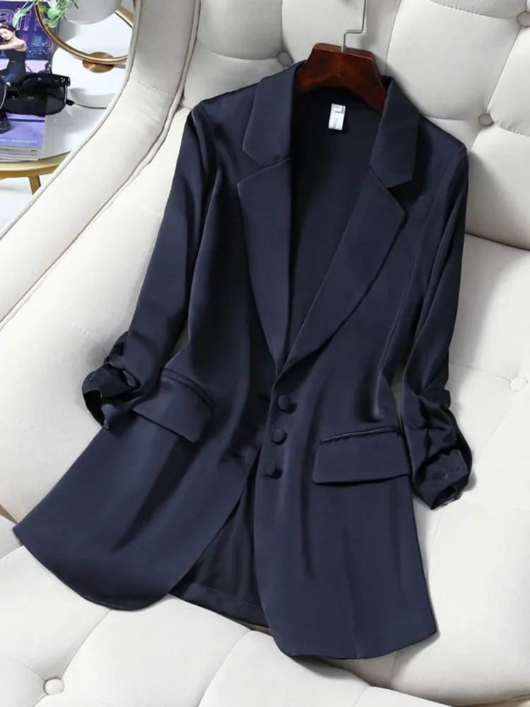 Fashion Women Casual Clothes Long Sleeve Lapel Solid Color Single Breasted Office Lady Temperament Chic Coat Tops New U336