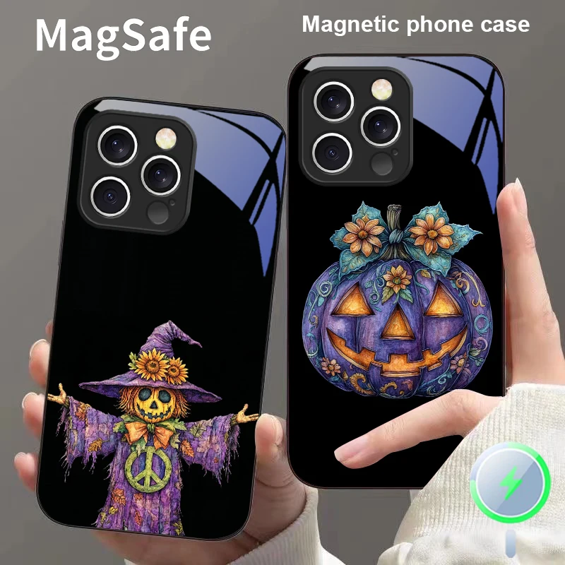 Хэллоуин Фэнтези Лес для iPhone 17 Pro Max 16 15 17 Air 14 13 Plus 12 mini 11 XR Xs 7 16E 17ProMax Стеклянный чехол для телефона Magsafe