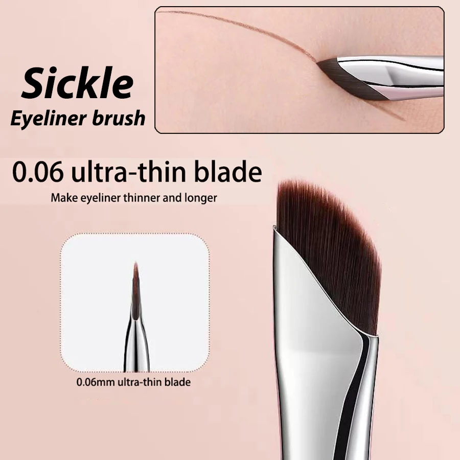 Angled Blade Eyeliner Brush Thin Eyebrow Brush Sickle Eyeliner Liquid Gel Eyeliner Brush Thin Angled Eye Liner Makeup Tool