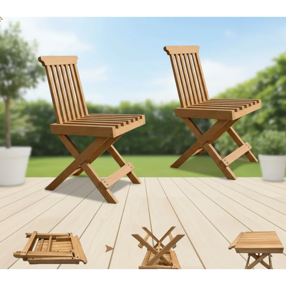 

Складные деревянные стулья для кемпинга, набор из 2 шт., с подставкой для ног, портативная уличная газонная садовая мебель для патио для взрослых