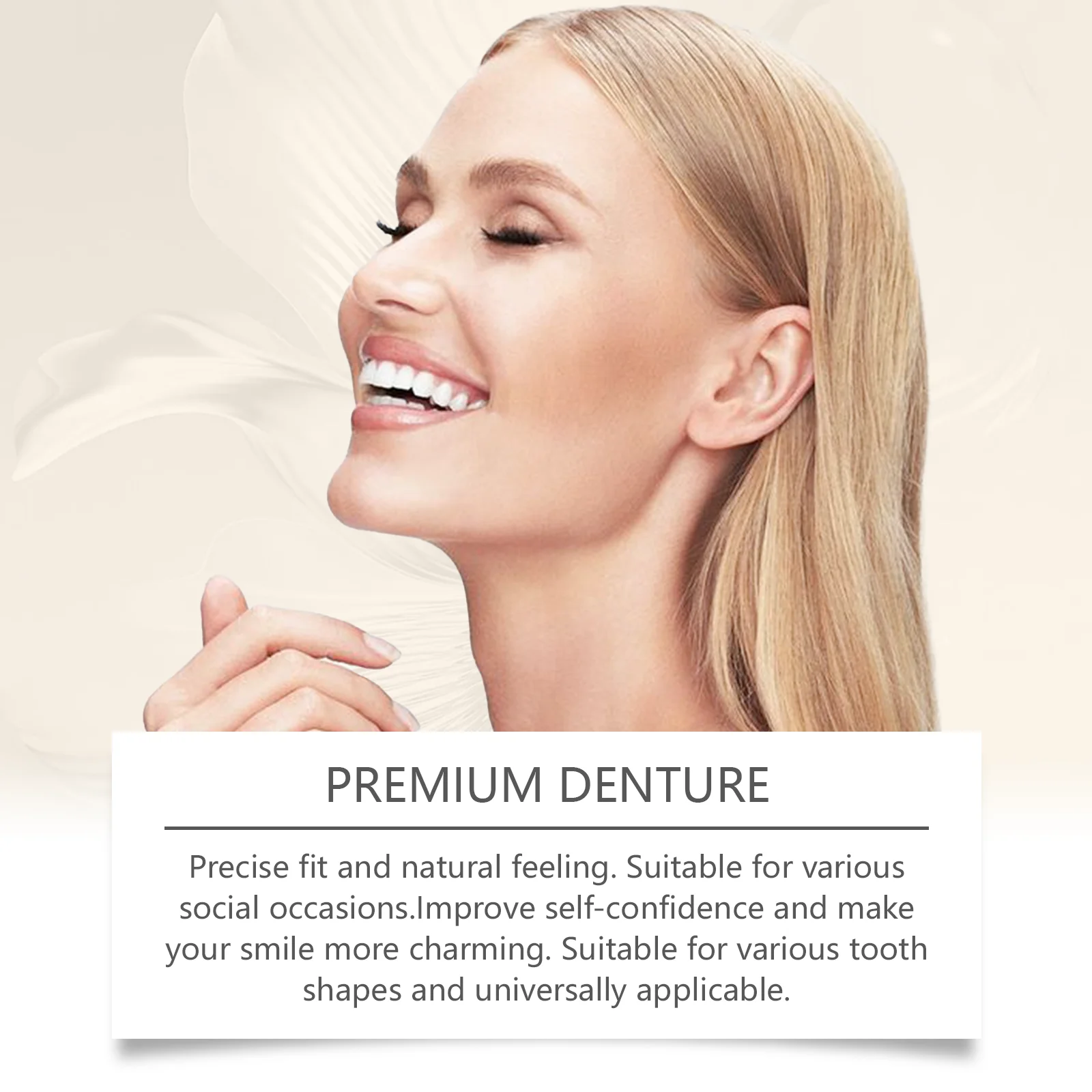 

Premium Dentures Full Set Natural Improve Dental Caries Narrowing Tooth Gap Upper and Lower Silicone Teeth Denture Repair Kit