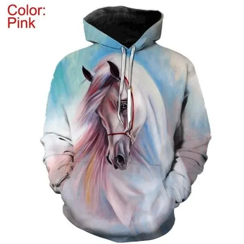 Horse Steed Animal Hoodie Men Clothing 3D Thoroughbreds Printed New in Hoodies Women Harajuku Fashion y2k Pullovers Hooded Hoody