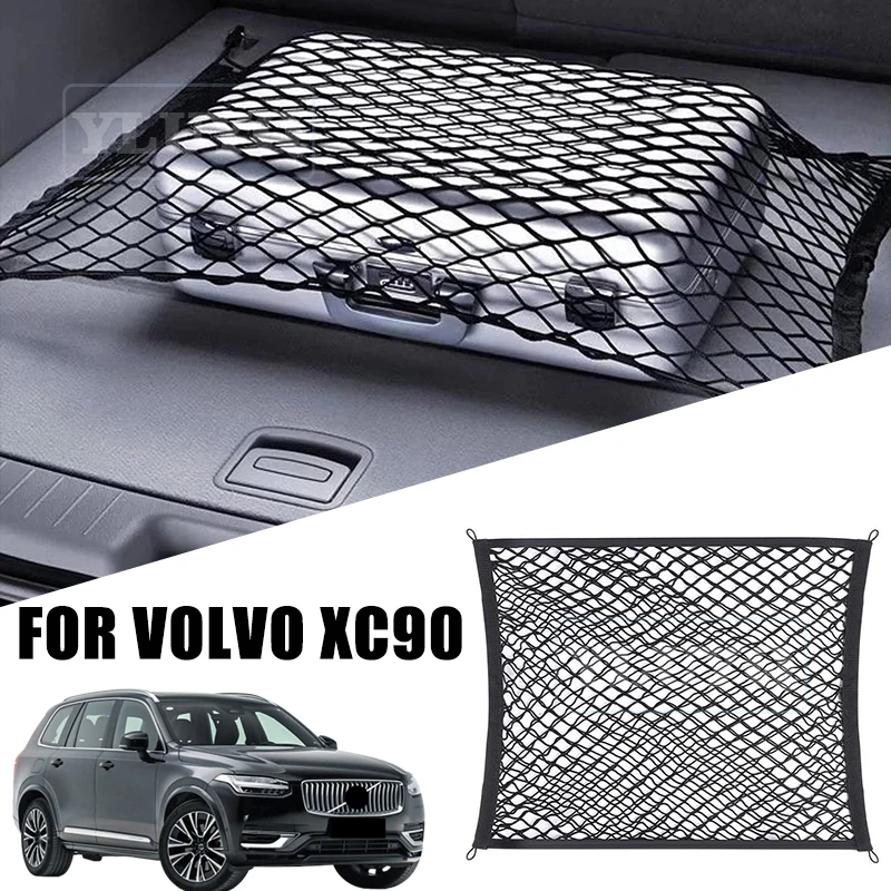 

For Volvo XC90 Trunk Mesh Pocket Non-Slip Fixed Double Layer Storage Bag Nylon Stretch Car Interior Accessories