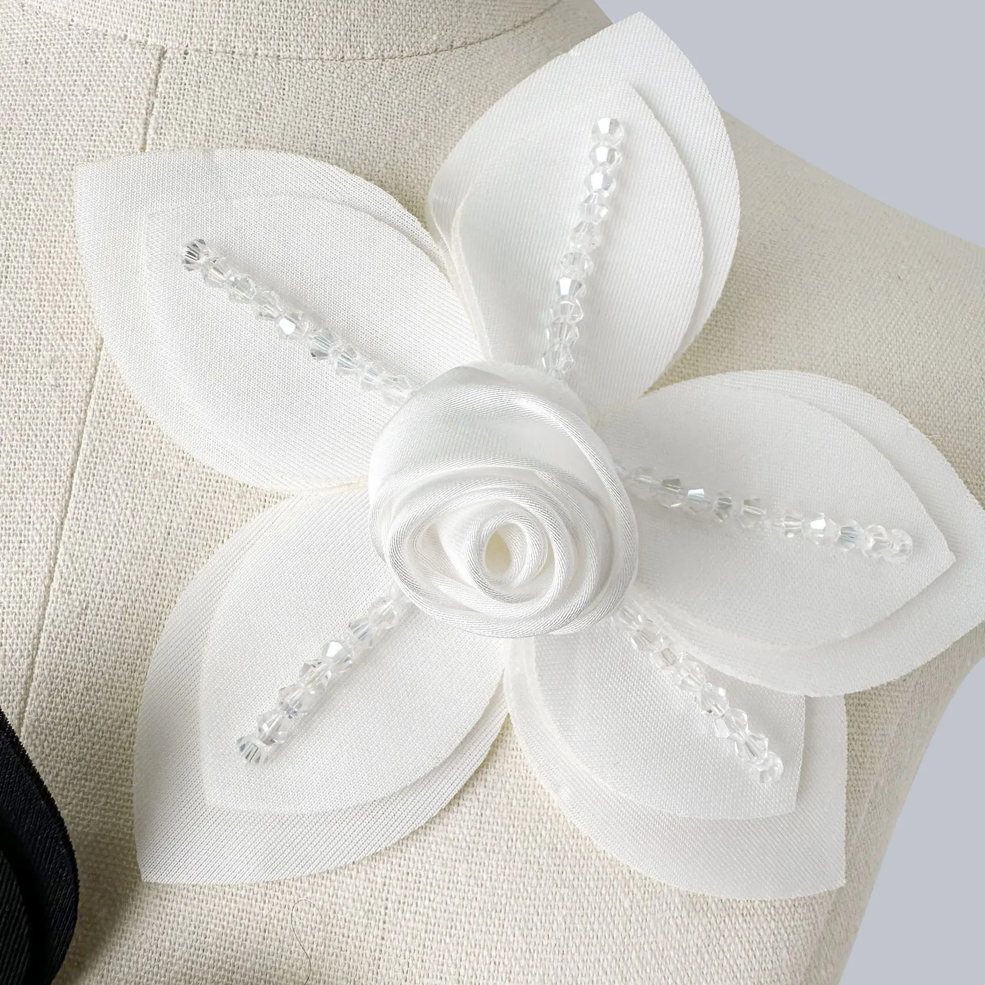 Sew on ,Beaded Camellia Brooch Accessories Dress Applique Patch Decoration Corsage Accessories