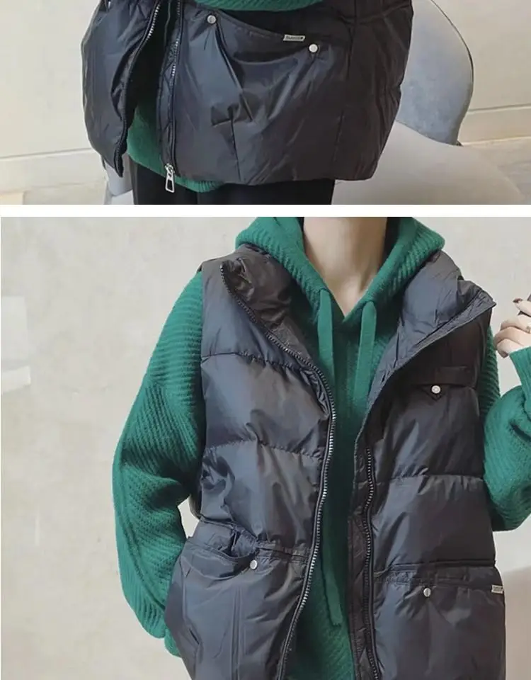 2025 gilet femmes hiver vêtements chauds amples épais col montant gilet veste