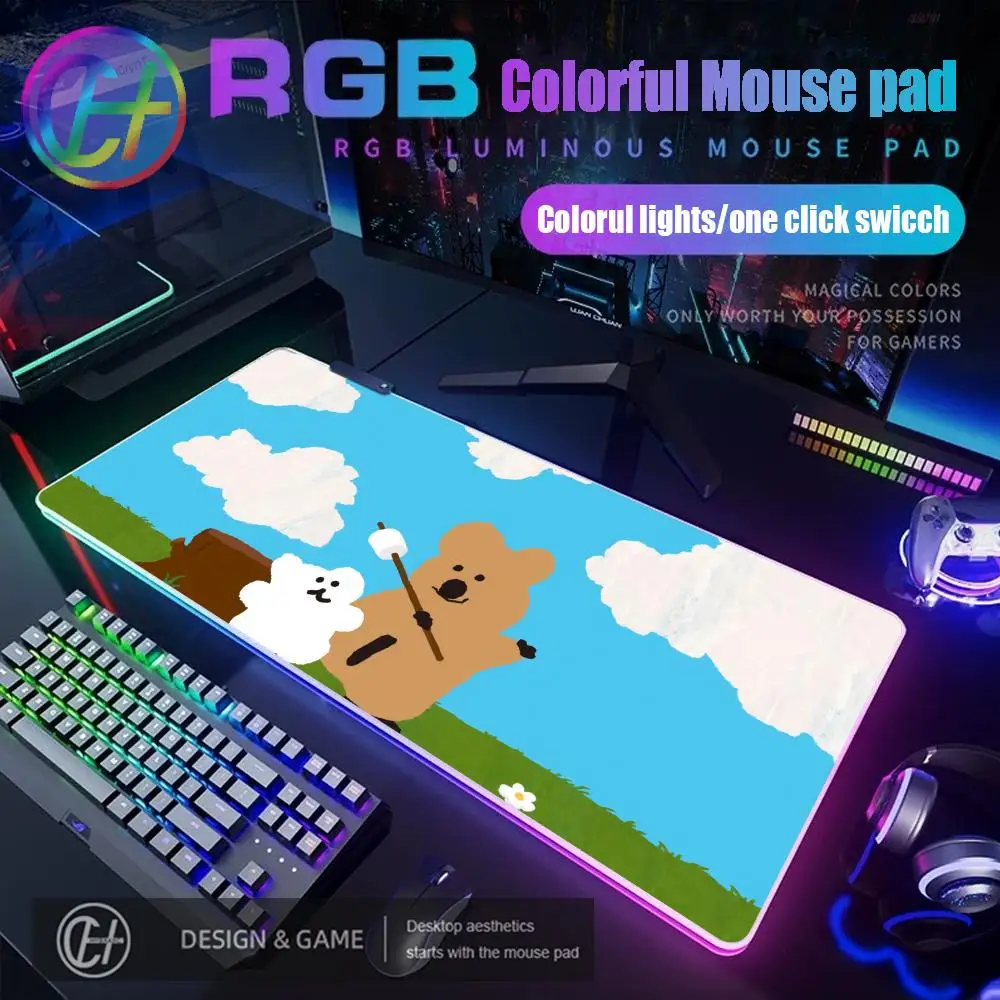 

XXL 90x40cm HYBXAXC Mouse Pad RGB Gaming Desk Mat HD Gamer Large LED Light XXL Cartoon Quokka Brand D-dinotaeng-S RGB Mouse Pad