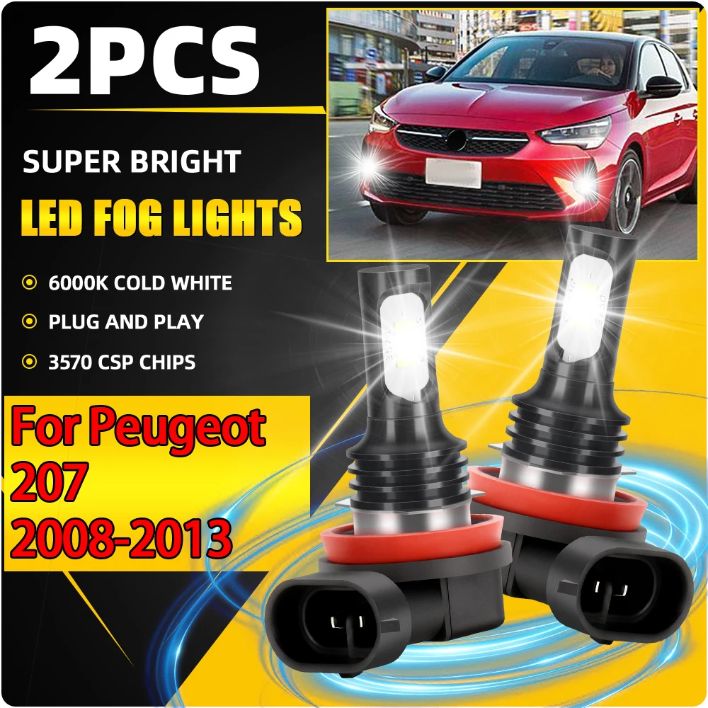 

Front Fog Lamps 90W H8 H9 H11 LED Fog Lights 20000LM Canbus No Error White 6000K For Peugeot 207 2008 2009 2010 2011 2012 2013