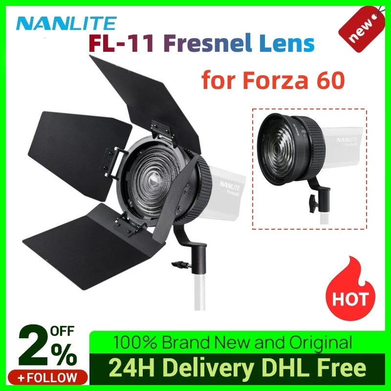 Nanguang NANLITE FL-11 Fresnel Lens with Barndoor Spot-to-Flood Adjustable for NANLITE 60C 60 60B 60W Photography light