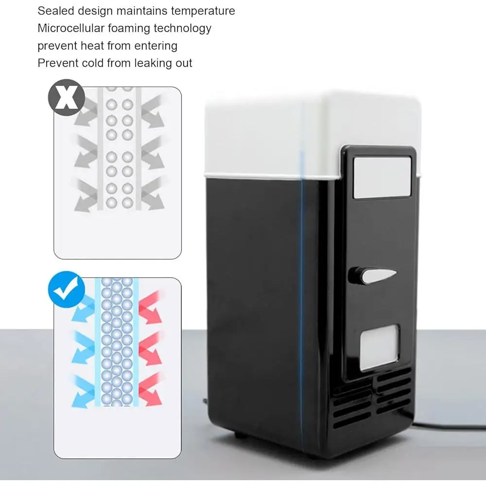 Mini refrigerador USB, refrigerador y calentador de mesa compacto portátil, poco ruido 360 °   Oficina Ideal Refrigeración Semiconductora Circulación