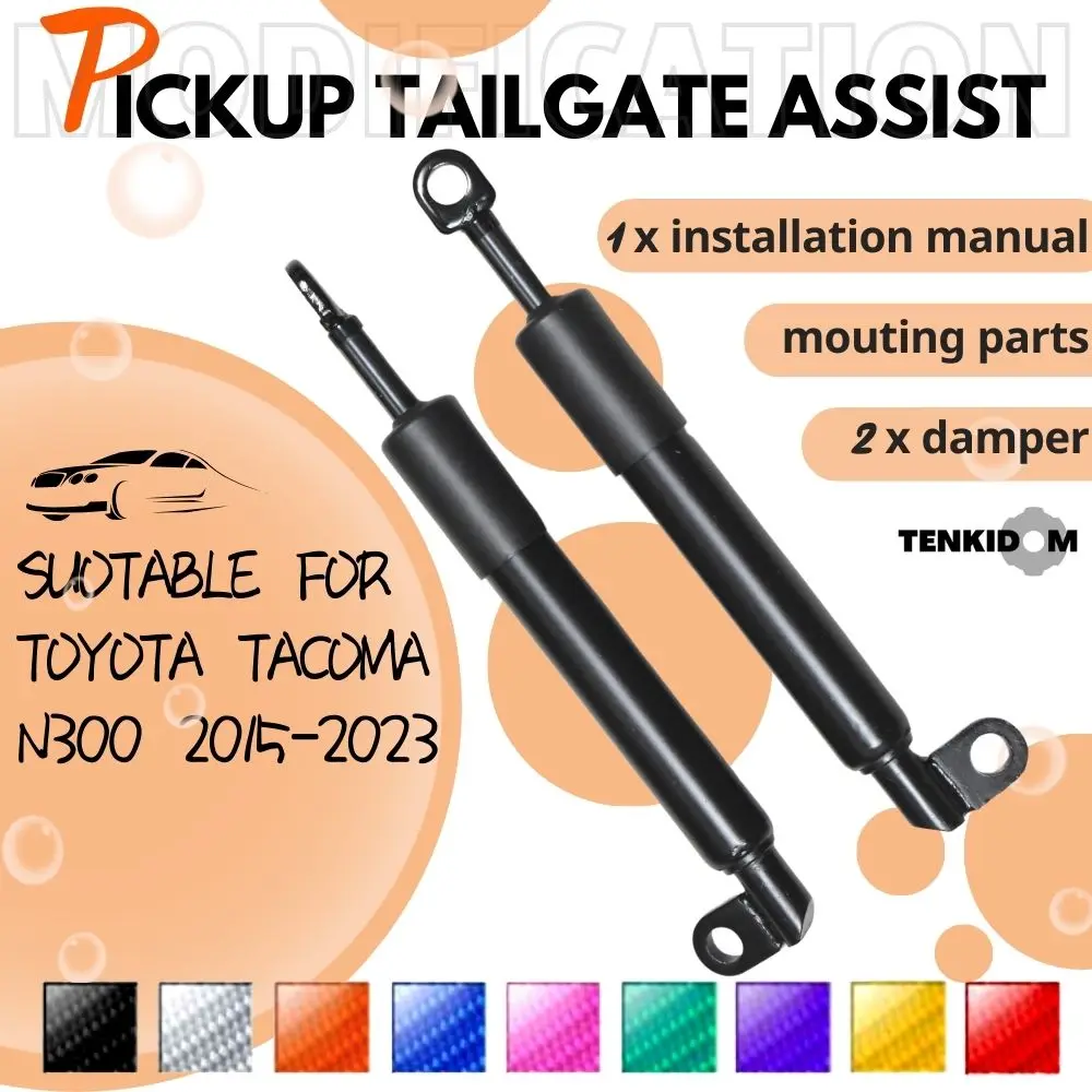 Pickup Tailgate Assists for Toyota Tacoma (N300) 2015-2023 Shock Lift Supports Rear Gas Dampers Springs Kit No-Drill Bolt-on