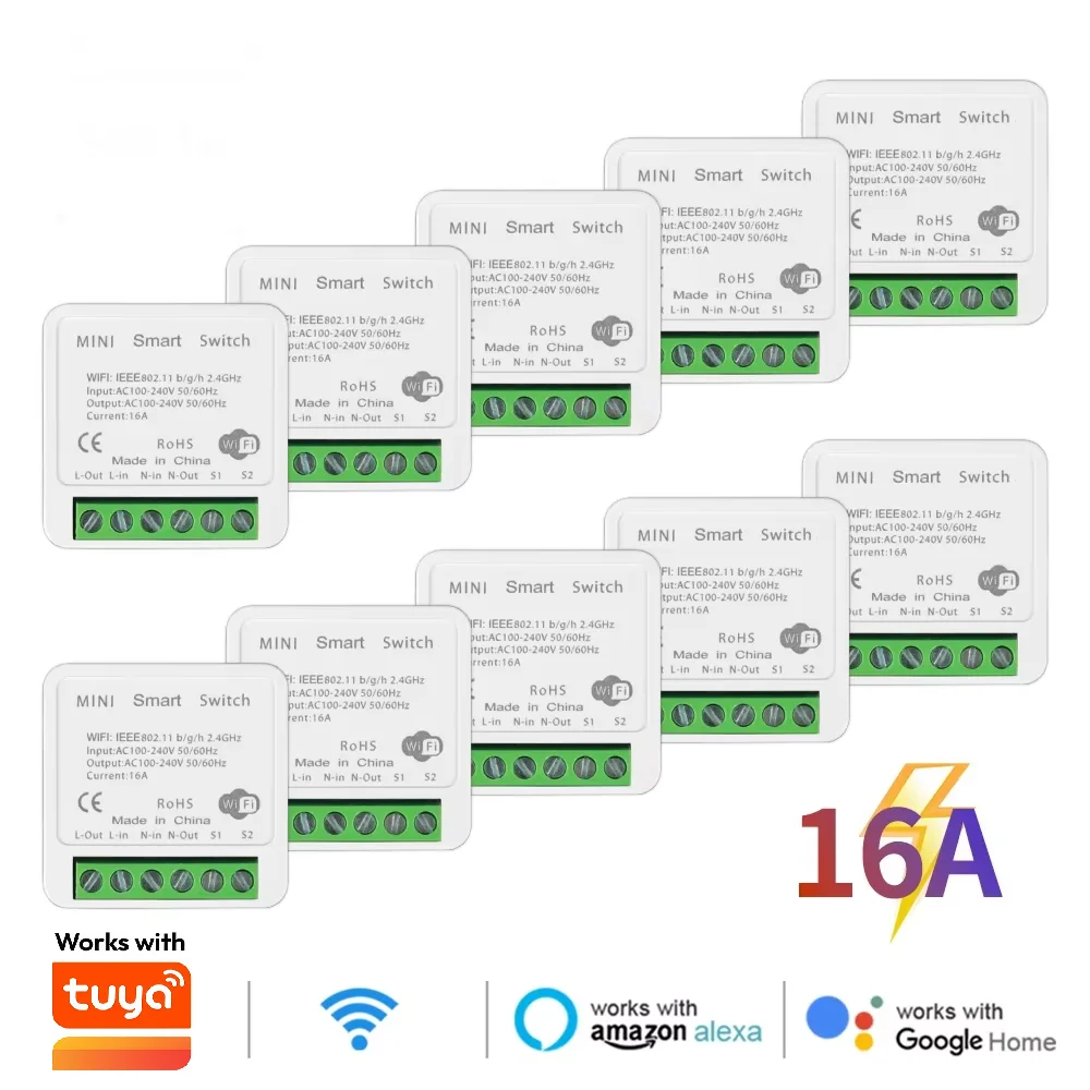 MANHOT Wifi 16A Smart Light Switch DIY Switches Module Relay Supports 2 Way Voice Control Work With Smart Life Alexa Google Home