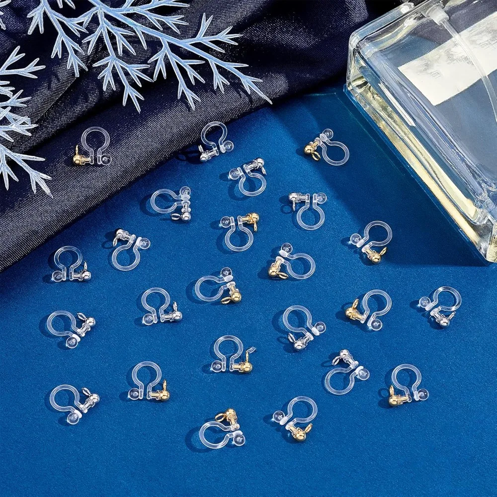 24pcs Transparent U Type Earring Findings for Non-Pierced Earrings