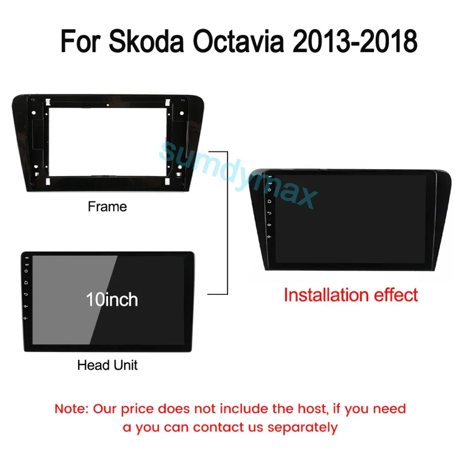 10.1inch Car Radio Fascia For Skoda Octavia A7 3 2014-2018 Video Dash Panel Player Audio 2 Din Stereo Frame Mount Kit