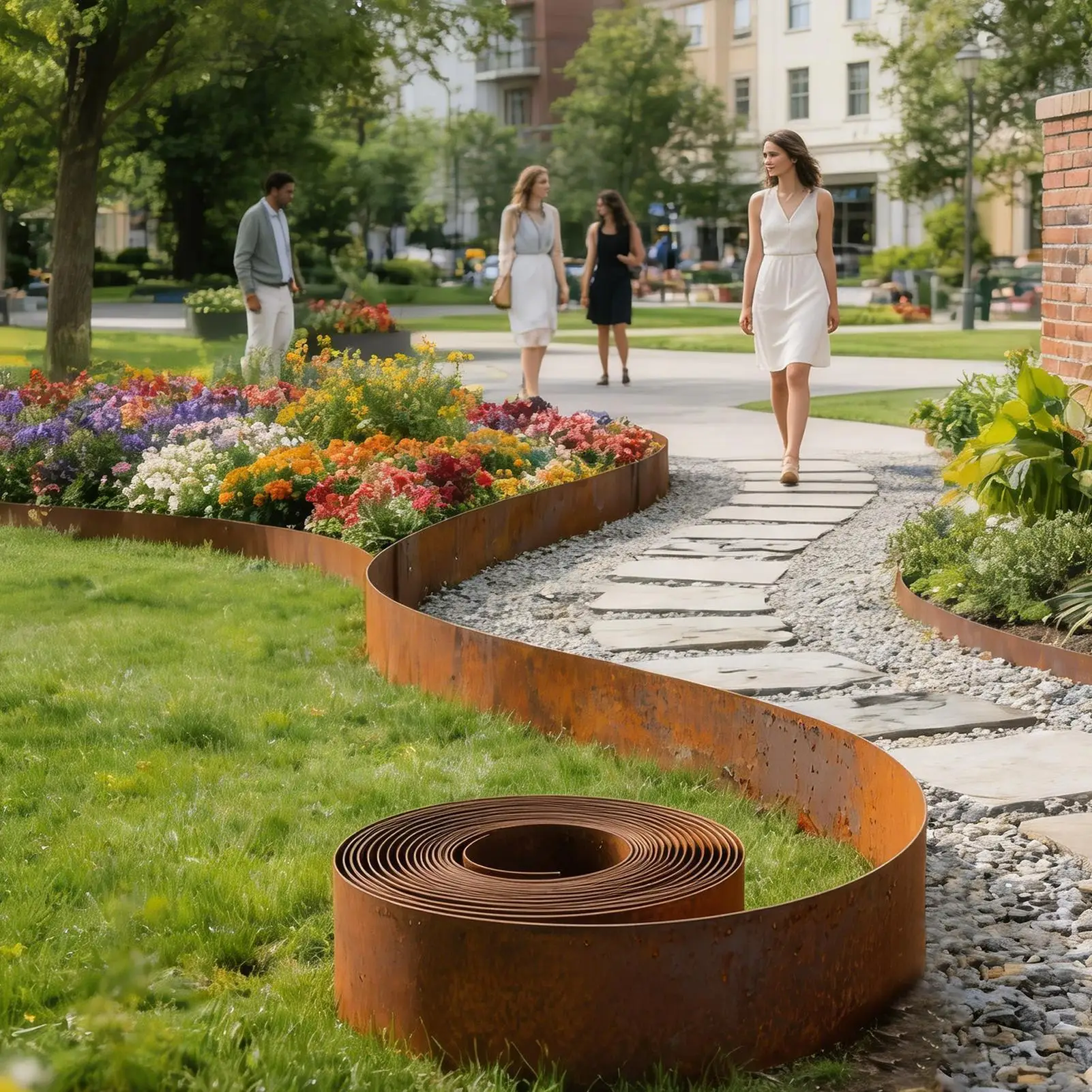 Weatherproof Cuttable Protective Steel Landscape Edging Border for Indoor Greenhouse Yard Patio Lawn Garden Flower Bed