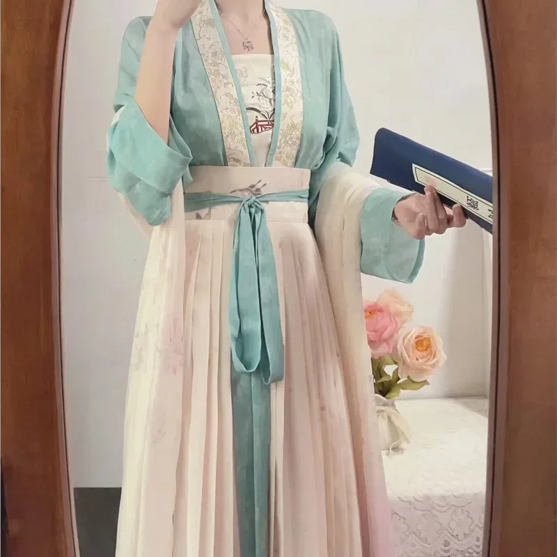 Song Hanfu Dress 2024 New Restoration Ancient Costume Women's Improved Han Element Dress Spring Autumn Period Hanfu Costume