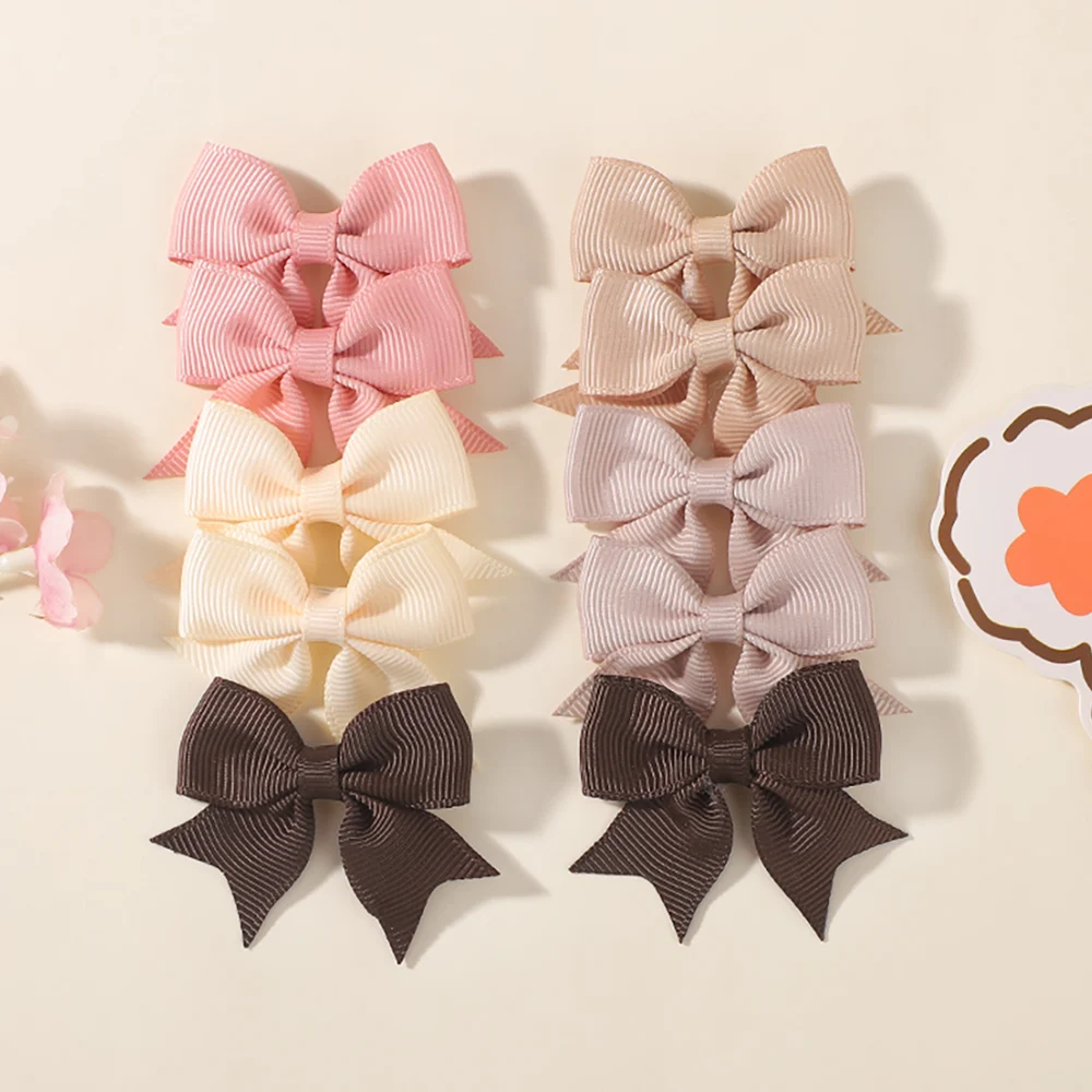 

Набор из 10 заколок для волос для девочек: классические банты-ленты, мини-заколки, милые украшения для волос, новые цвета