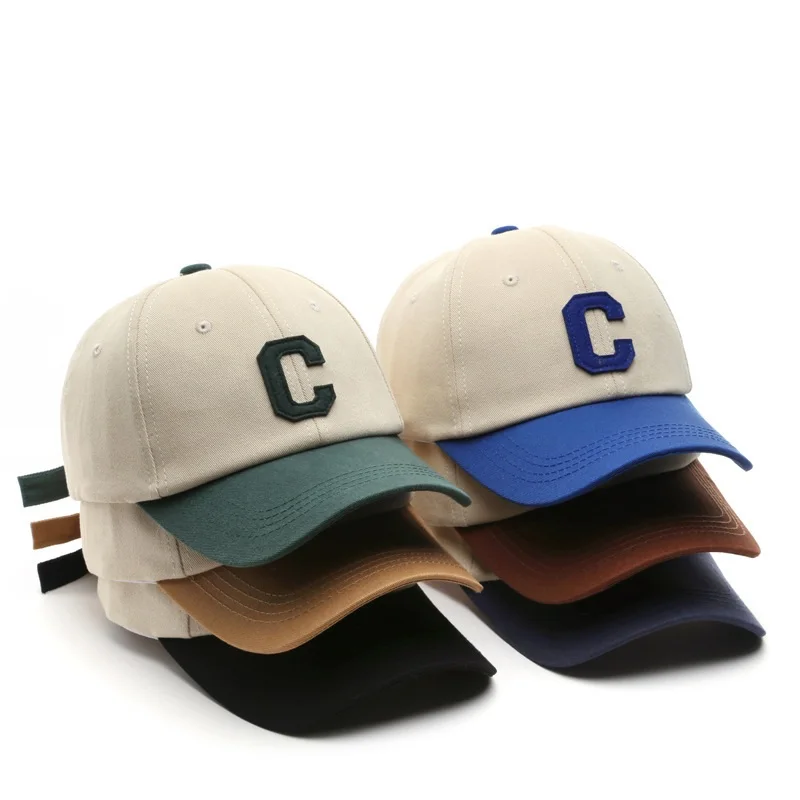 Unisex Cotton Baseball Cap For Women And Men Casual Snapback Hat Fashion Letter C Patch Hat Summer Sun Visors Caps