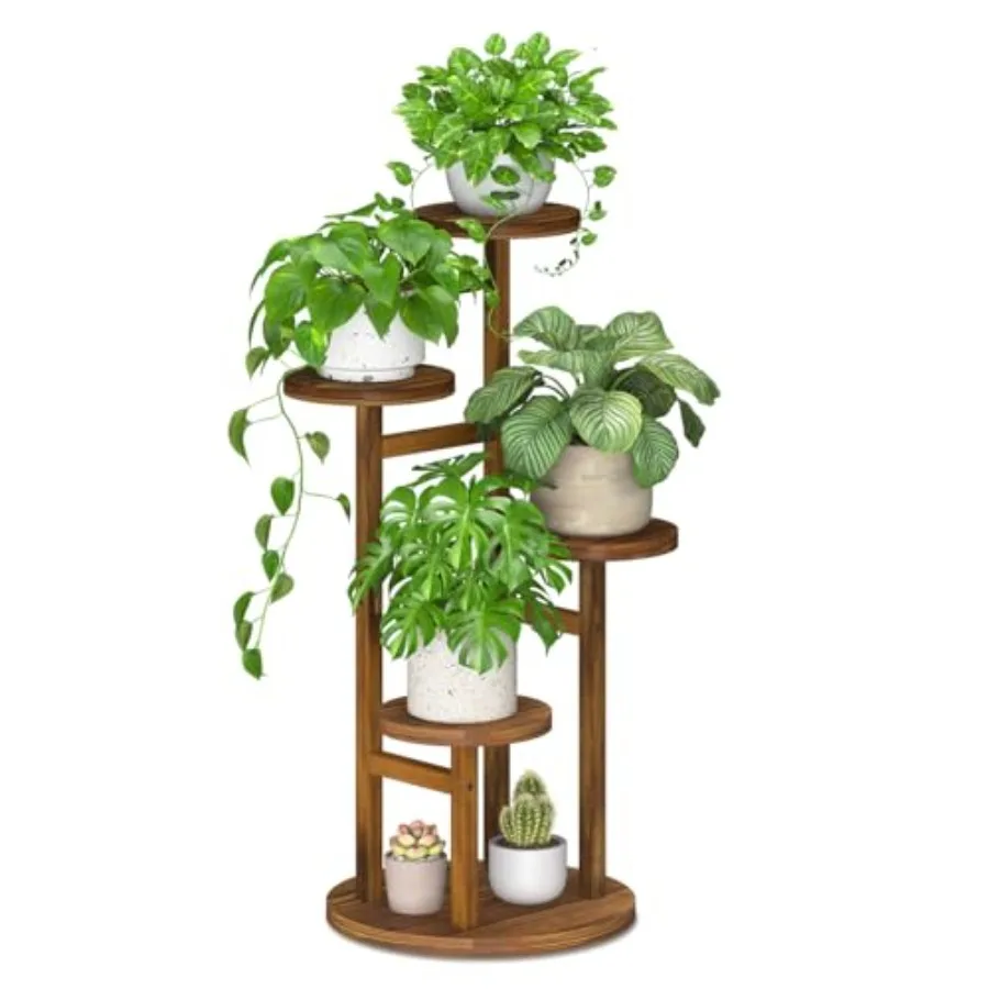

4 Tier Plant Stand Indoor Tiered Corner Wood Multiple Flower Holder Shelf Tall Orchid Display Rack for Patio Porch Living Room