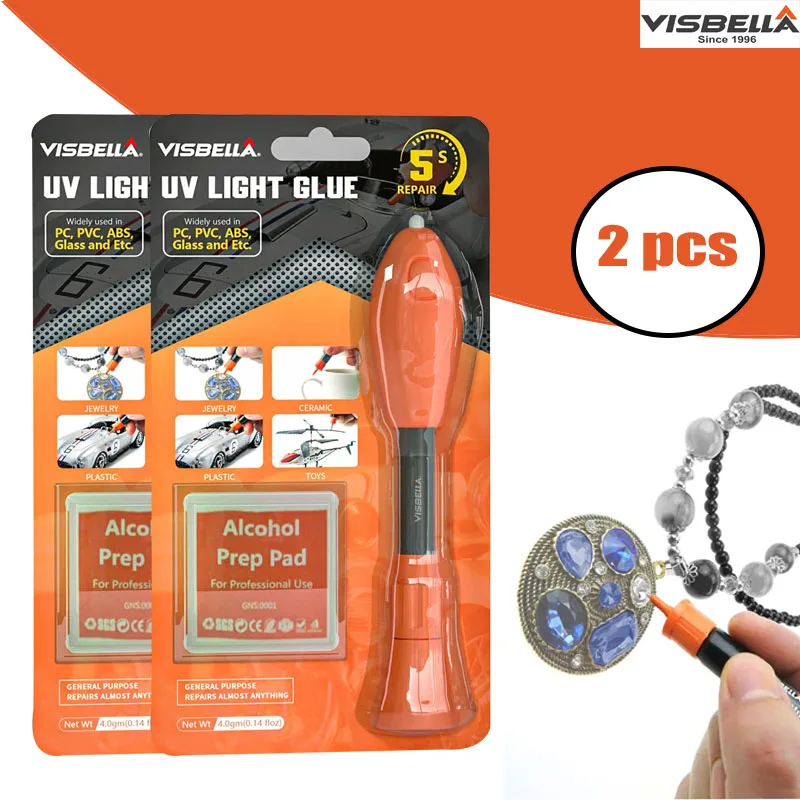 

Visbella 2 PCS UV Light Glue Pen 5-Second Quick Fix Liquid Bonding & Welding Glue Kit DIY Craft Decor Adhesive Tool