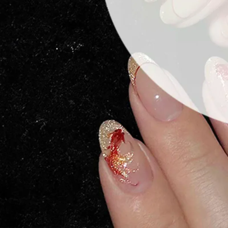 1 Blatt rote Goldfisch-Schmetterlings-Nagelkunst-Aufkleber, selbstklebende Abziehbilder, Dekorationen, Transfer-Charms, Zubehör