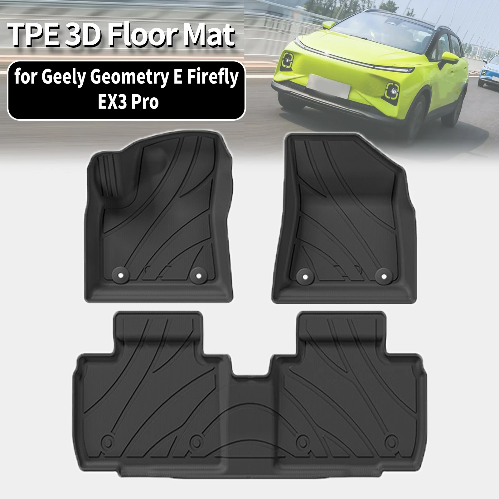 for Geely Geometry E Firefly EX3 Pro 2024 2025 2026 LHD Eco TPE Car Floor Mats & Trunk Mat, Waterproof Anti-Slip All Season