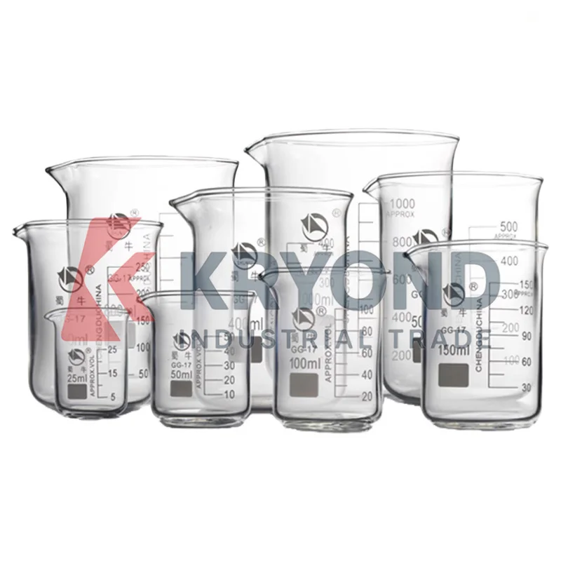 Shuniu Glass Beaker Transparent Lab Glassware Strong Heat Resistance for Chemical Laboratory and Educational Use 50ml to 1000ml