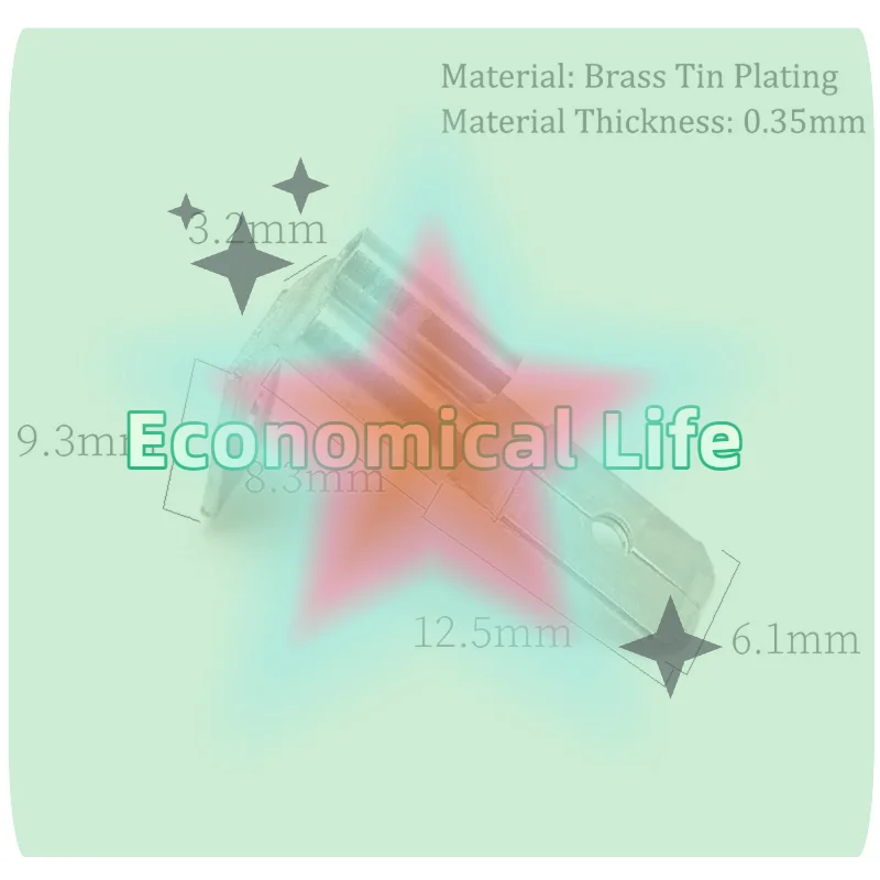 6.3 Mm Tin-plated Brass Minimum Voltage Drop Double Piggyback Spade Connectors Wear And Tear Resistant