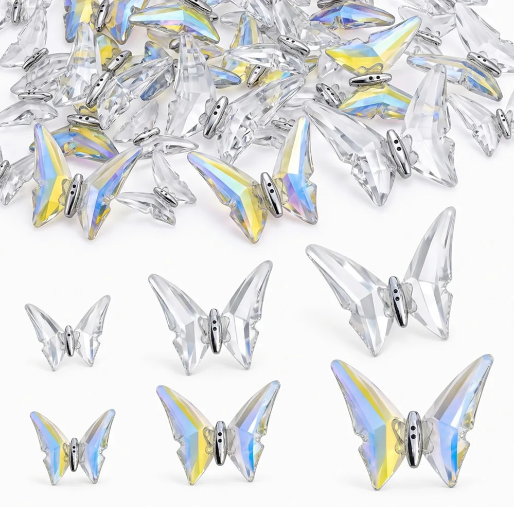 K9 Colored Crystal Butterfly Pendant High Transparency Aging Resistant Wedding Decoration Chandelier Accessories Creative DIY