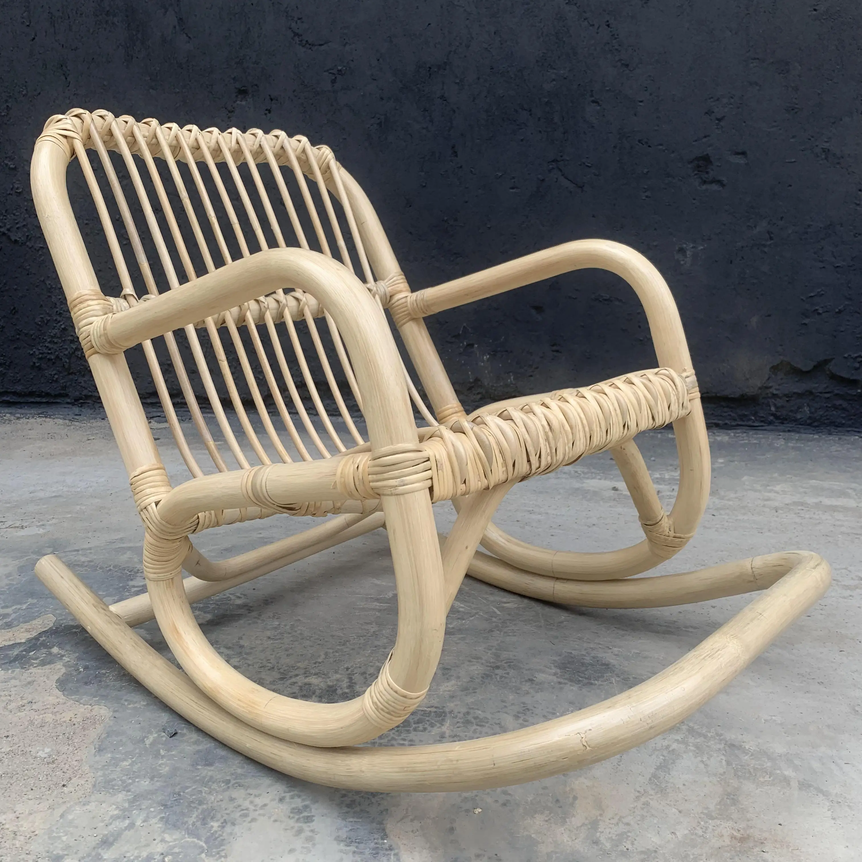 Modern natural rattan living room balcony recliner rocking cane chair