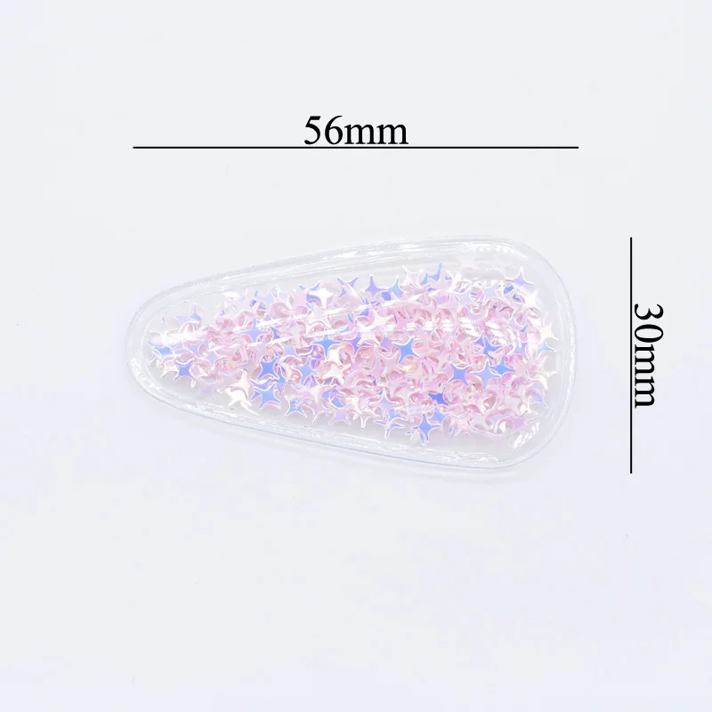 12Pcs 56*30mm Transparent Plastic Filling Shake Sequin Applique for DIY Headwear Hair Clips Handmade Sticker Accessories