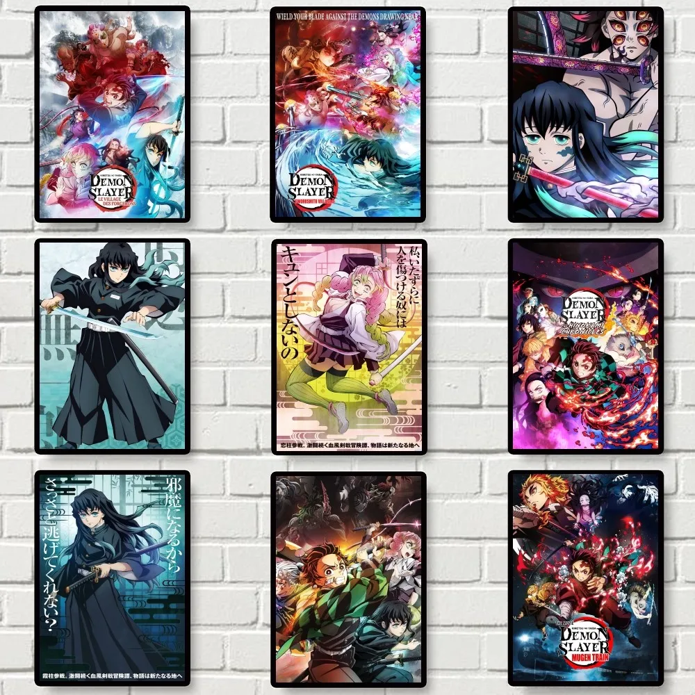 Bilibili Demon Slayer Anime Poster Gallery Prints Adhesive Home Decor Decoration Wall Decals Living Room Sticker