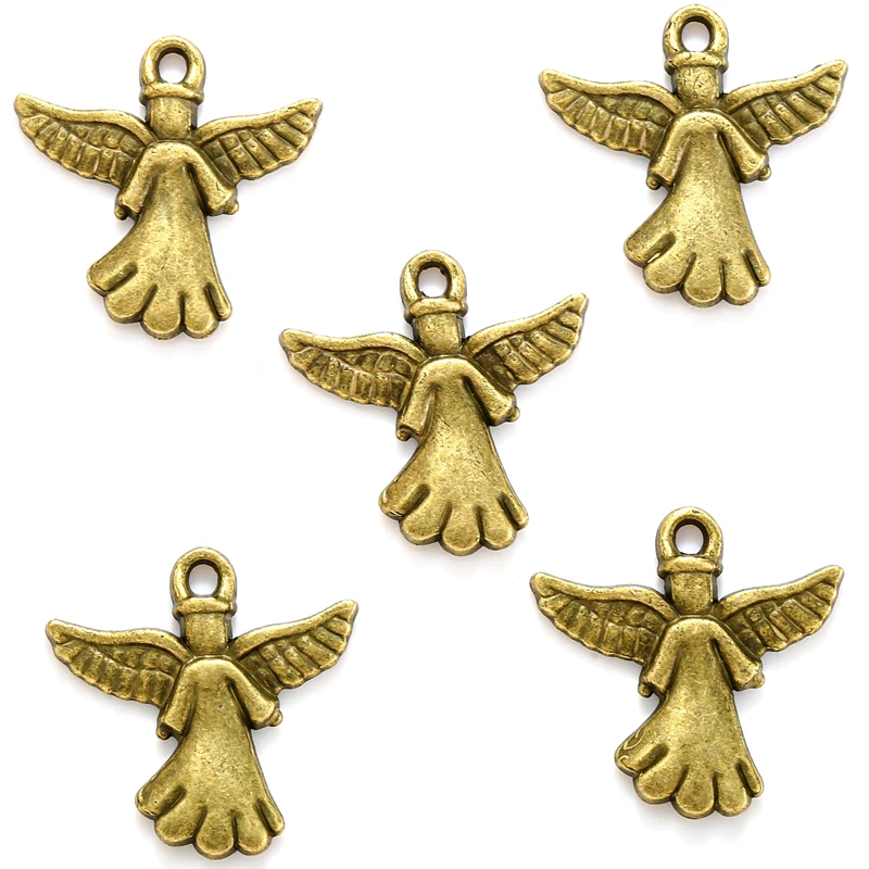 10pcs 5 Color Alloy Metal angel Charms For Earring necklace Pendants DIY Handmade Jewelry Accessories Making 20*20mm I247