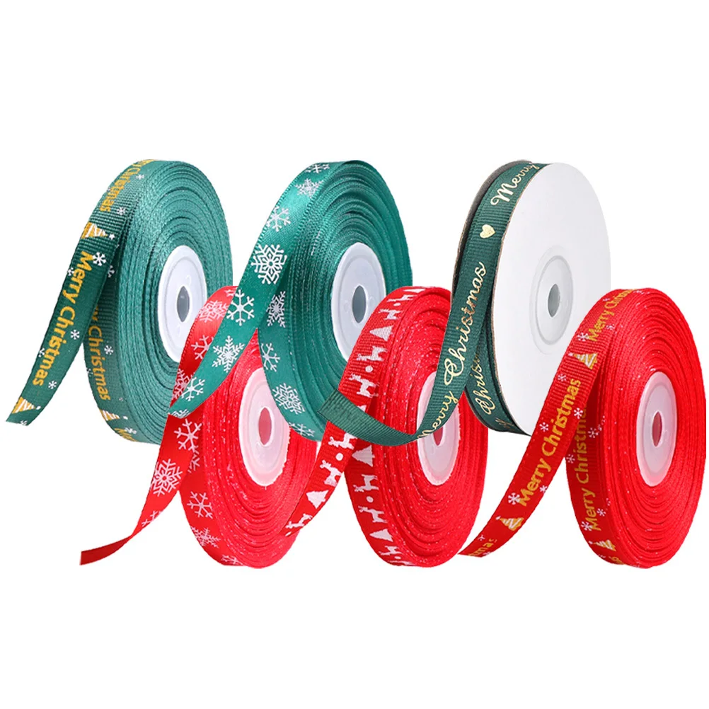6 قطع من أشرطة تغليف هدايا عيد الميلاد، شريط حرفي متعدد الوظائف لتزيين شجرة عيد الميلاد والتغليف الحاضر #3